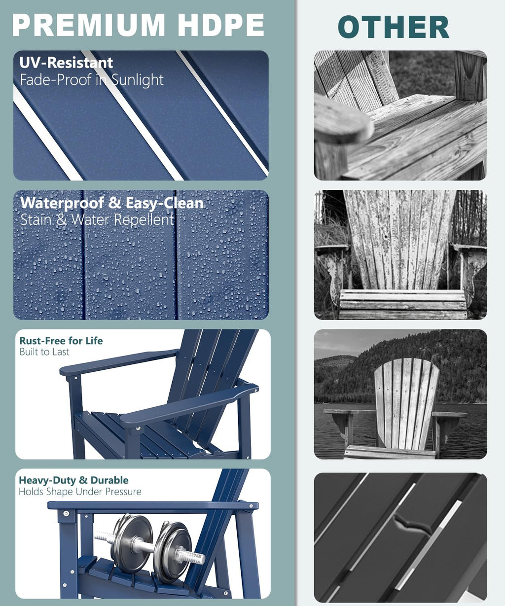 Navy Blue HDPE Adirondack Chair Set of 8 P763597