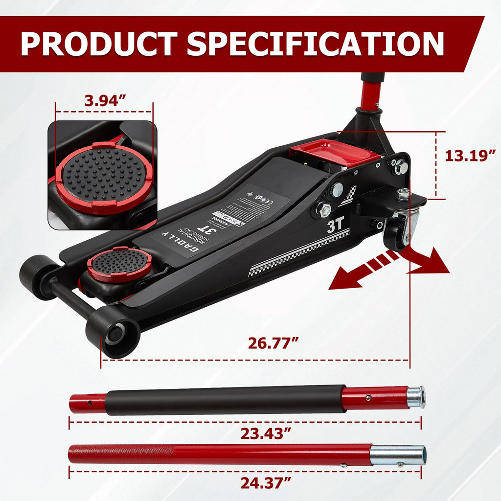 3 Ton Low Profile Steel Floor Jack Y6749