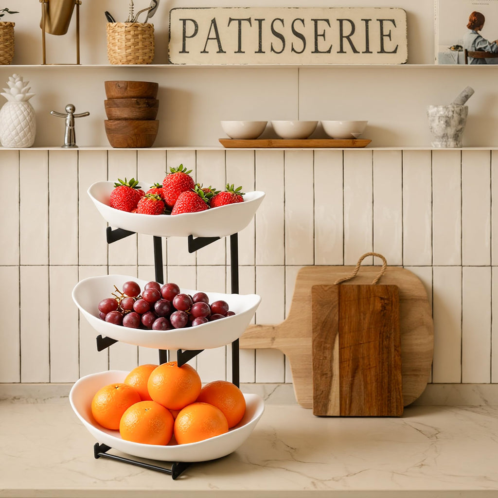 3 Tier White Plastic Fruit Bowl F57111