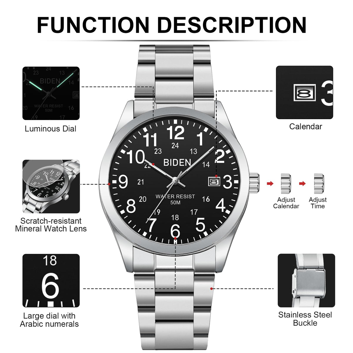 Men's Analog Quartz Waterproof Watch D269
