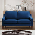 Navy Velvet 2 Seat Loveseat Sofa with Wooden Legs L999