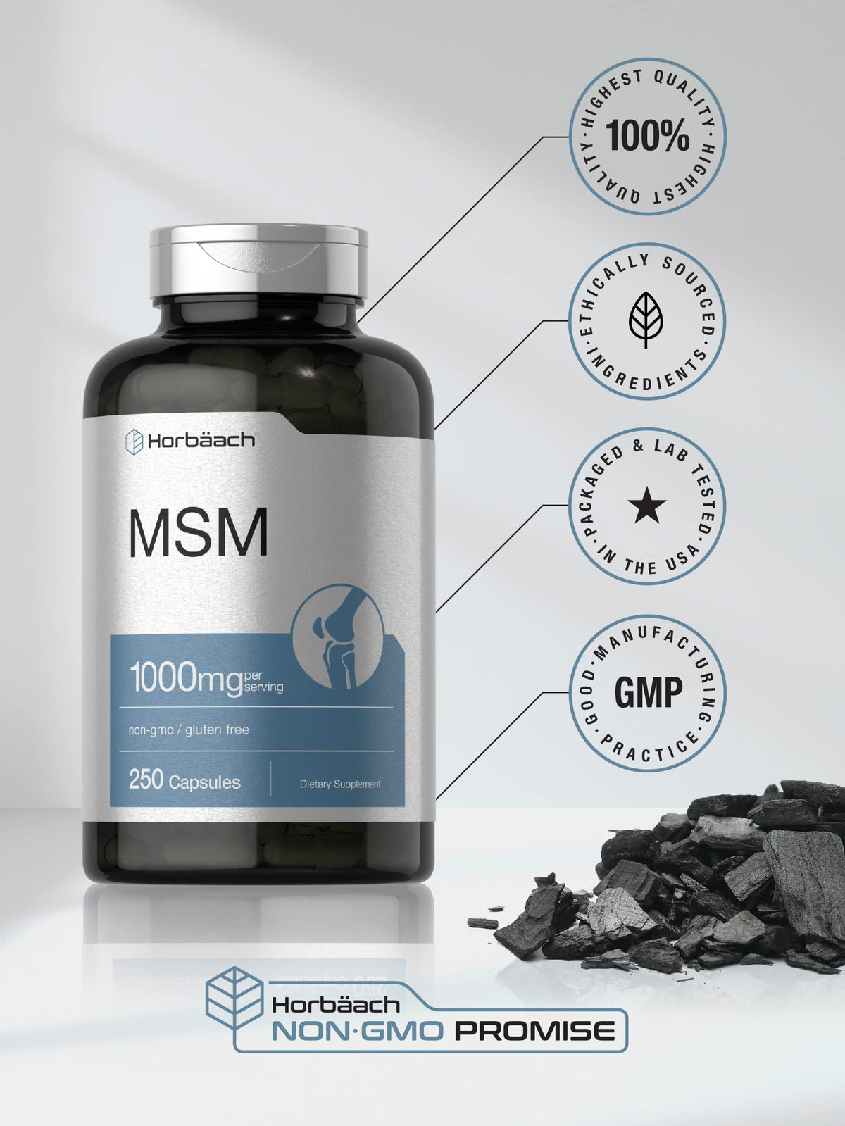 MSM Supplement Capsules 1000mg 250 Count P1771