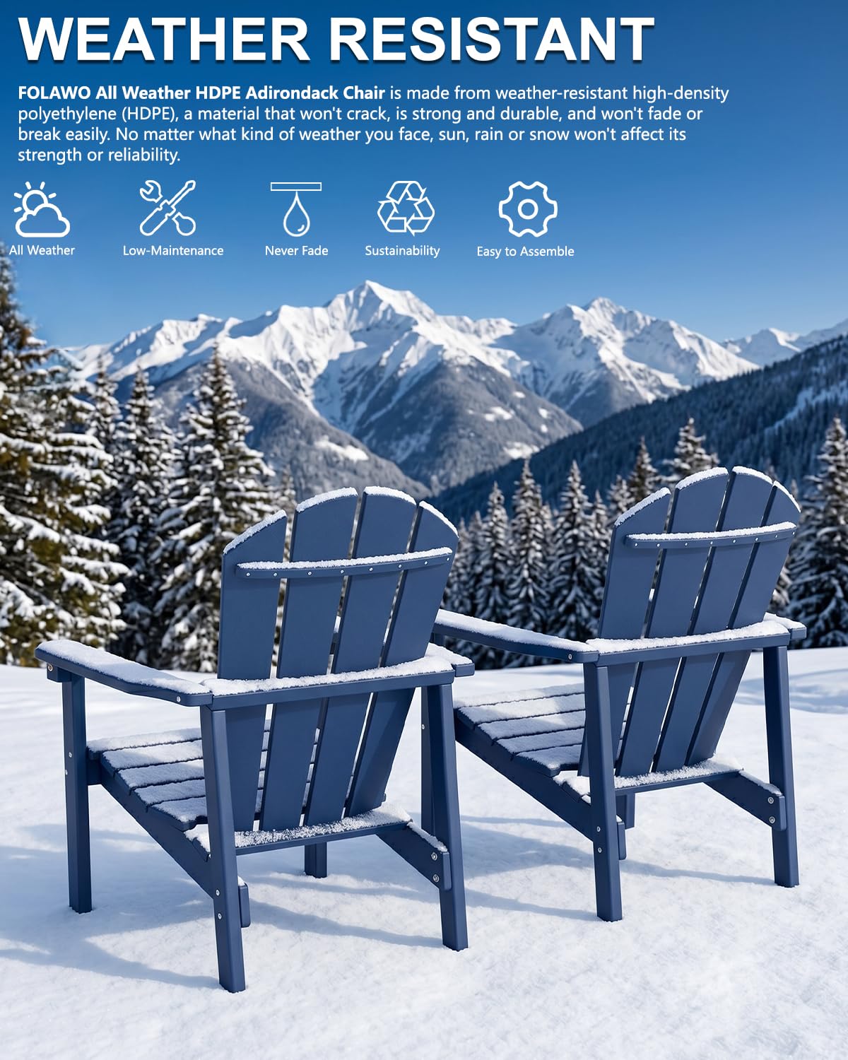 Navy Blue HDPE Adirondack Chair Set of 8 P763597