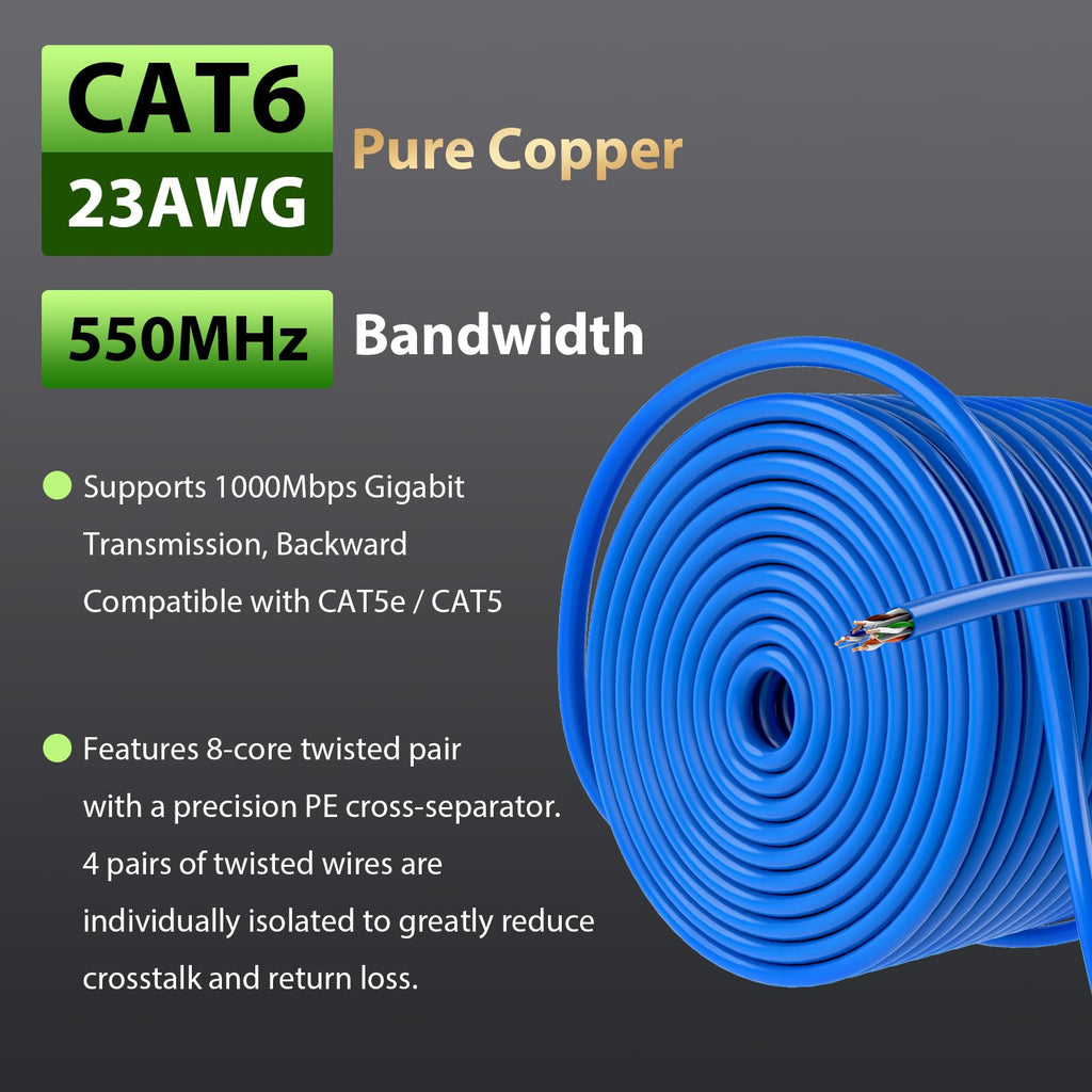 Cat 6 1000 ft 23AWG Solid Bare Copper UTP Ethernet Cable F1692