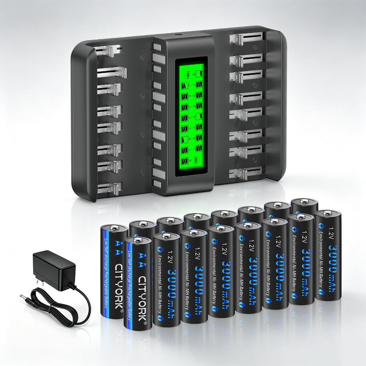16 Pack Rechargeable AA Batteries with Charger G49266