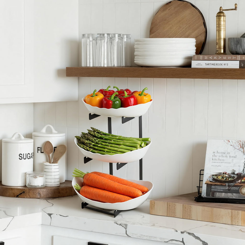 3 Tier White Plastic Fruit Bowl F57111