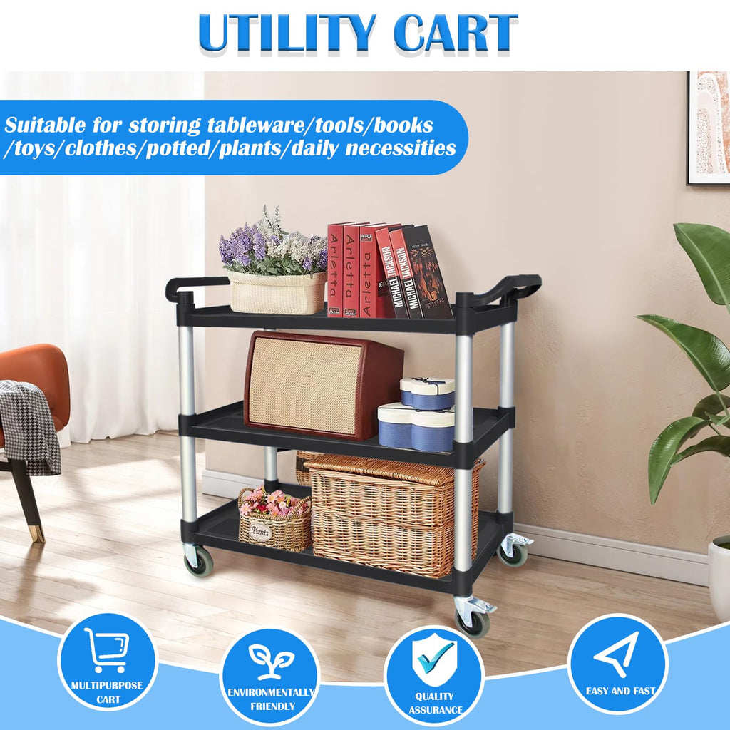 3 Tier Plastic Utility Cart with Wheels E15524