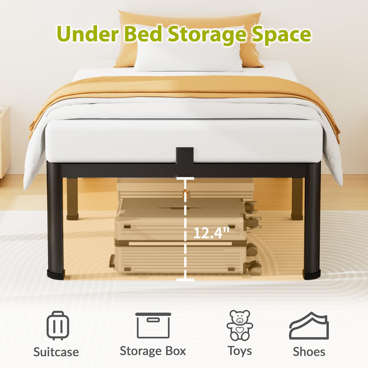 14 Inch Twin Metal Bed Frame D884