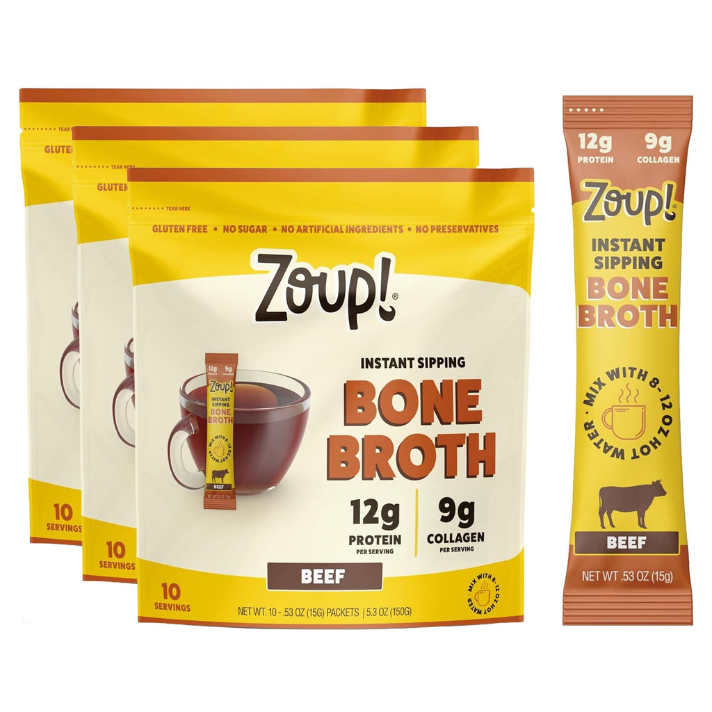 Instant Sipping Bone Broth Mix Beef 0.53 oz Pack of 30 U106