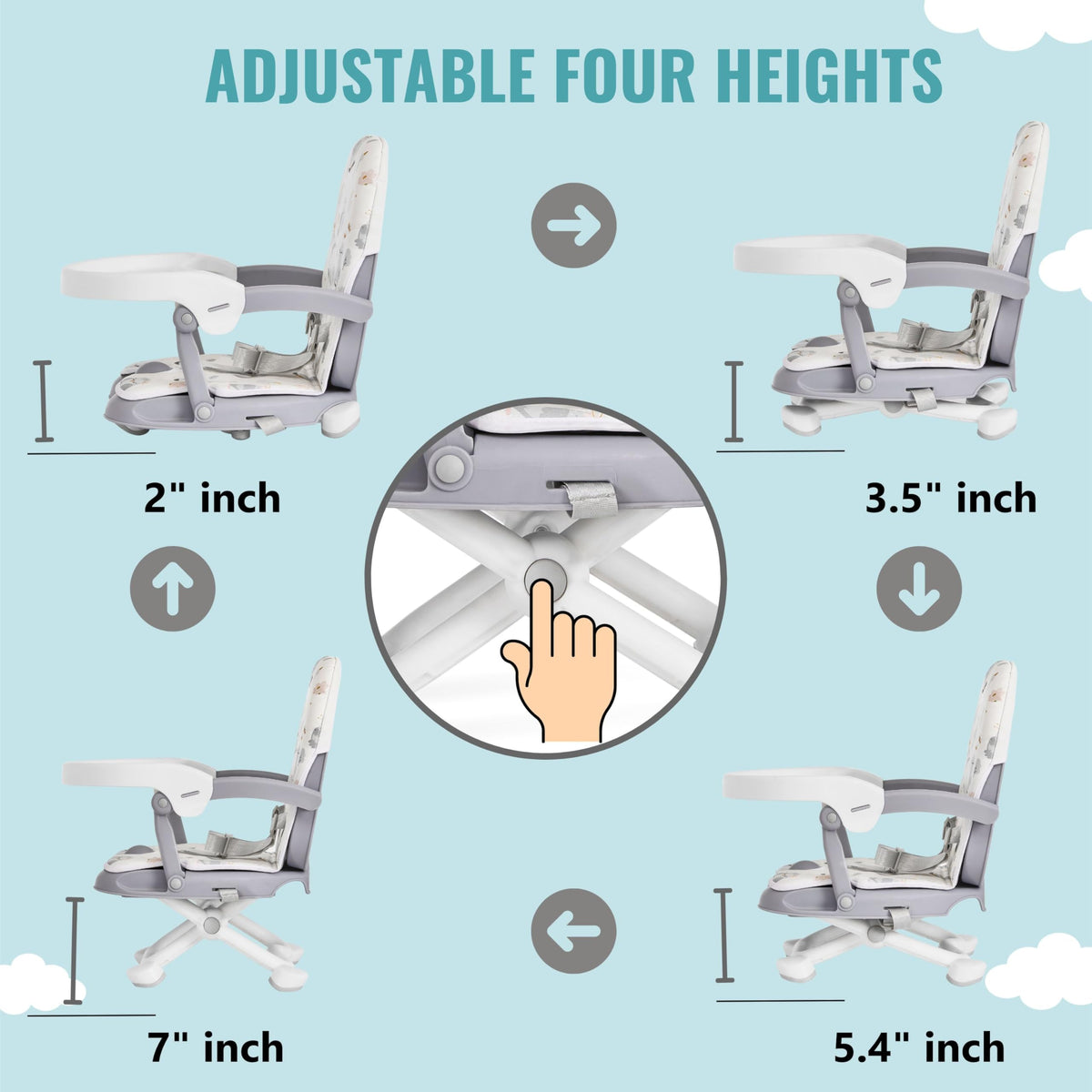 Booster Seat for Babies 6–36 Months, 3-in-1 Adjustable Portable T511801