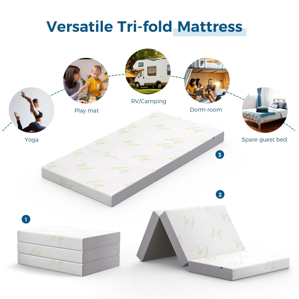 Twin 5 Inch Memory Foam Trifold Mattress A298