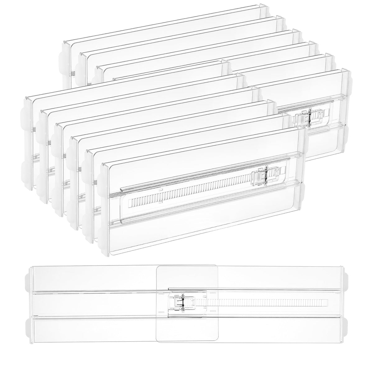 12 Pack Adjustable Clear Plastic Drawer Dividers F3005