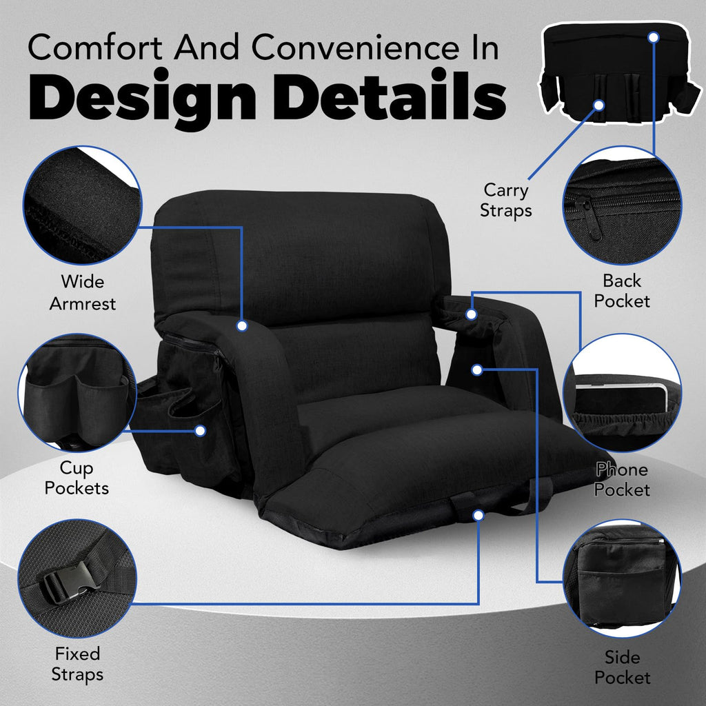 Black Wide Stadium Seats with Back Support Q659596