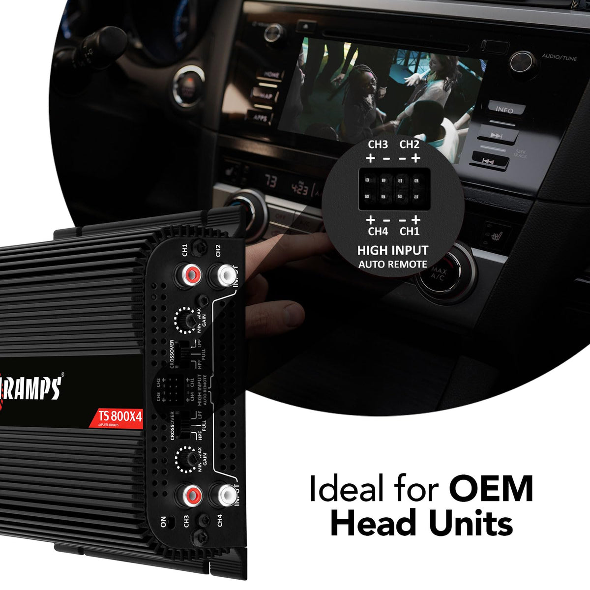 Black 800W RMS 4 Channel Class D Car Amplifier X97587