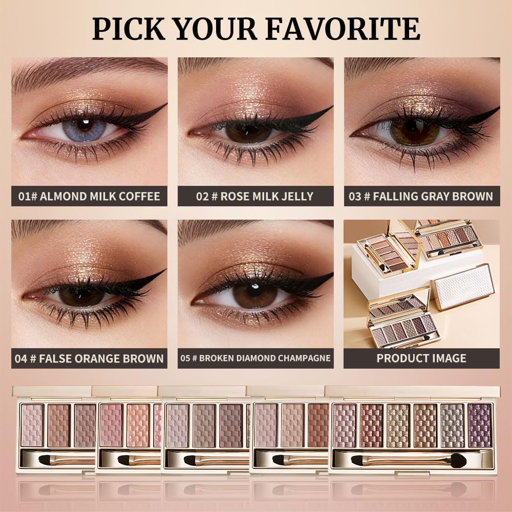 Nude Brown 6 Shade Matte & Shimmer Eyeshadow Palette Y835