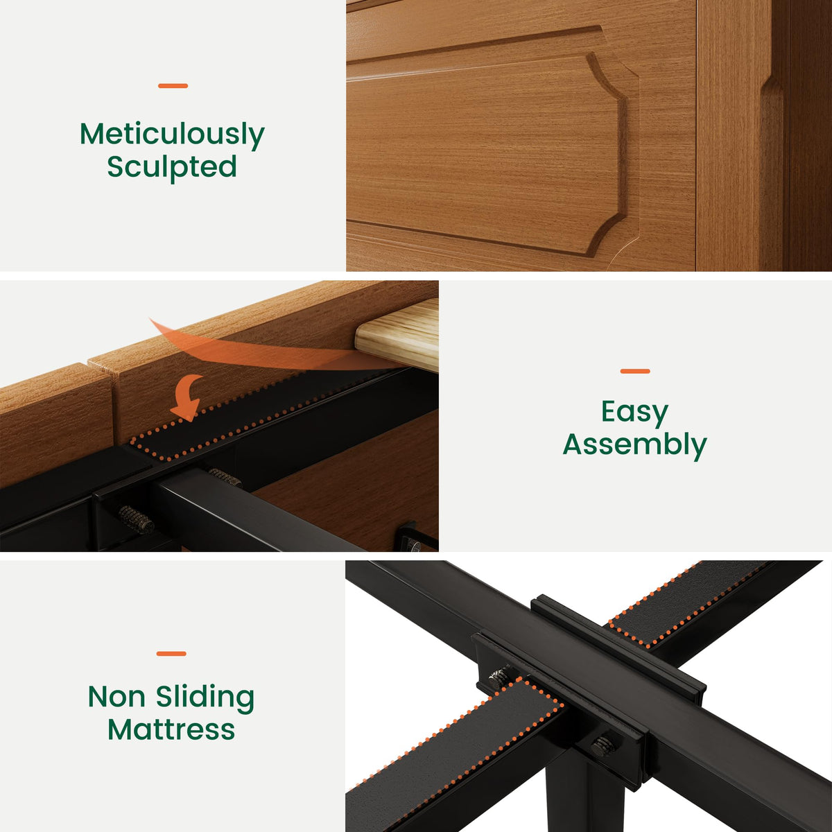 King Bed Frame with Headboard and Storage 4 Drawers Brown R341
