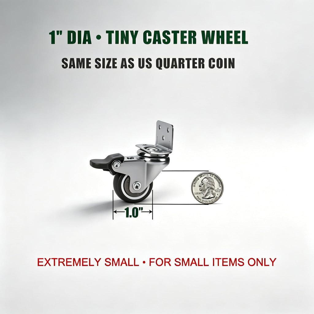 1" Low Profile Caster Wheels Set of 4 B46102