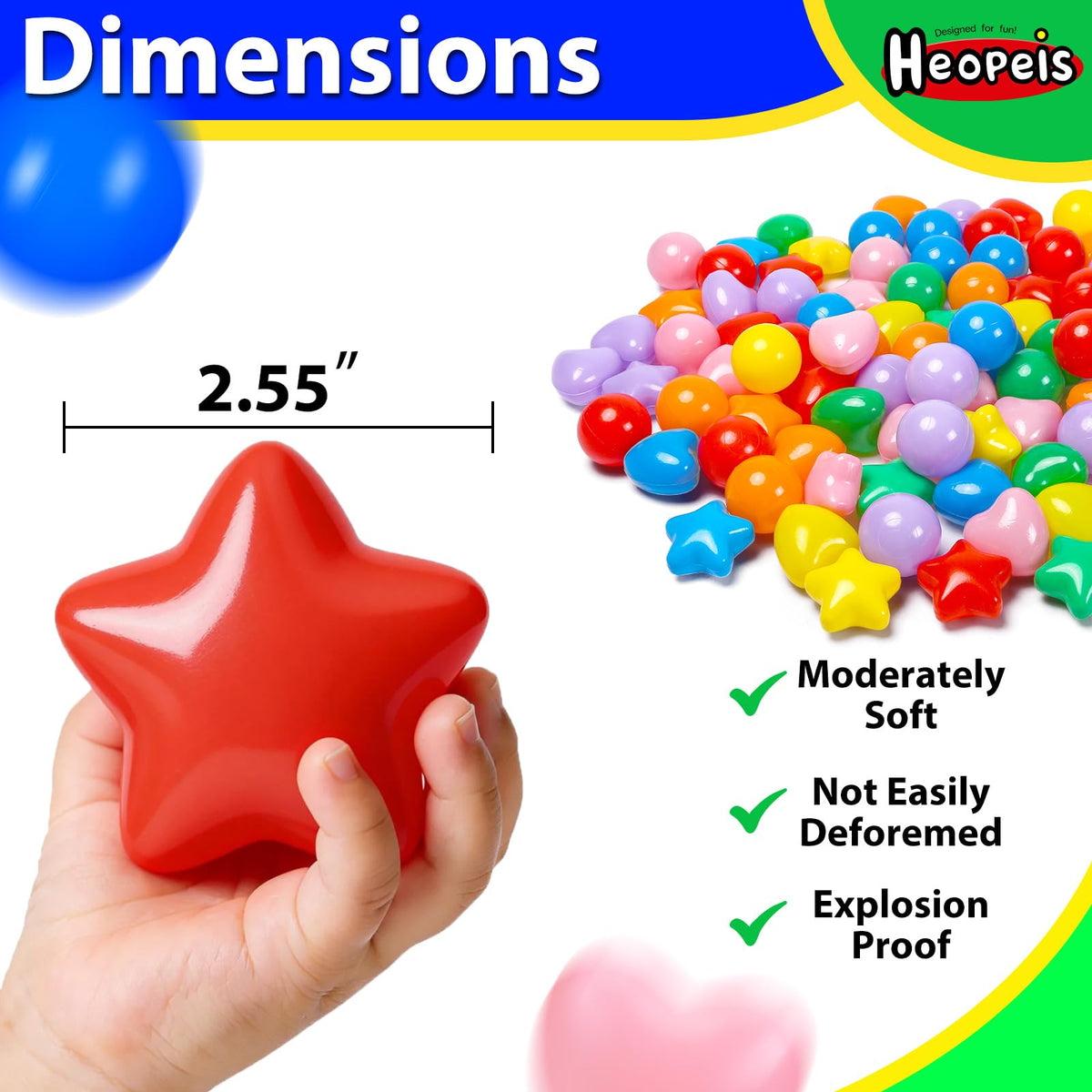 100 200 500 Plastic Balls for Toddlers Phthalate Free BPA Free Non-Toxic Crush Proof G4940