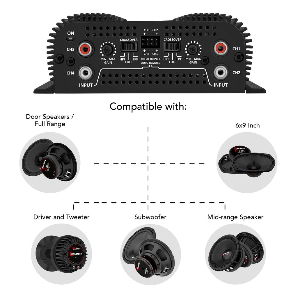 Black 800W RMS 4 Channel Class D Car Amplifier X97587