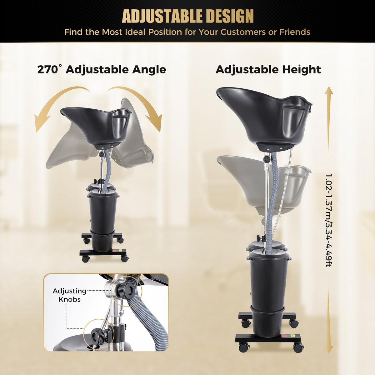 Portable Plastic Shampoo Basin with 2 Water Buckets and Wheels Z56933