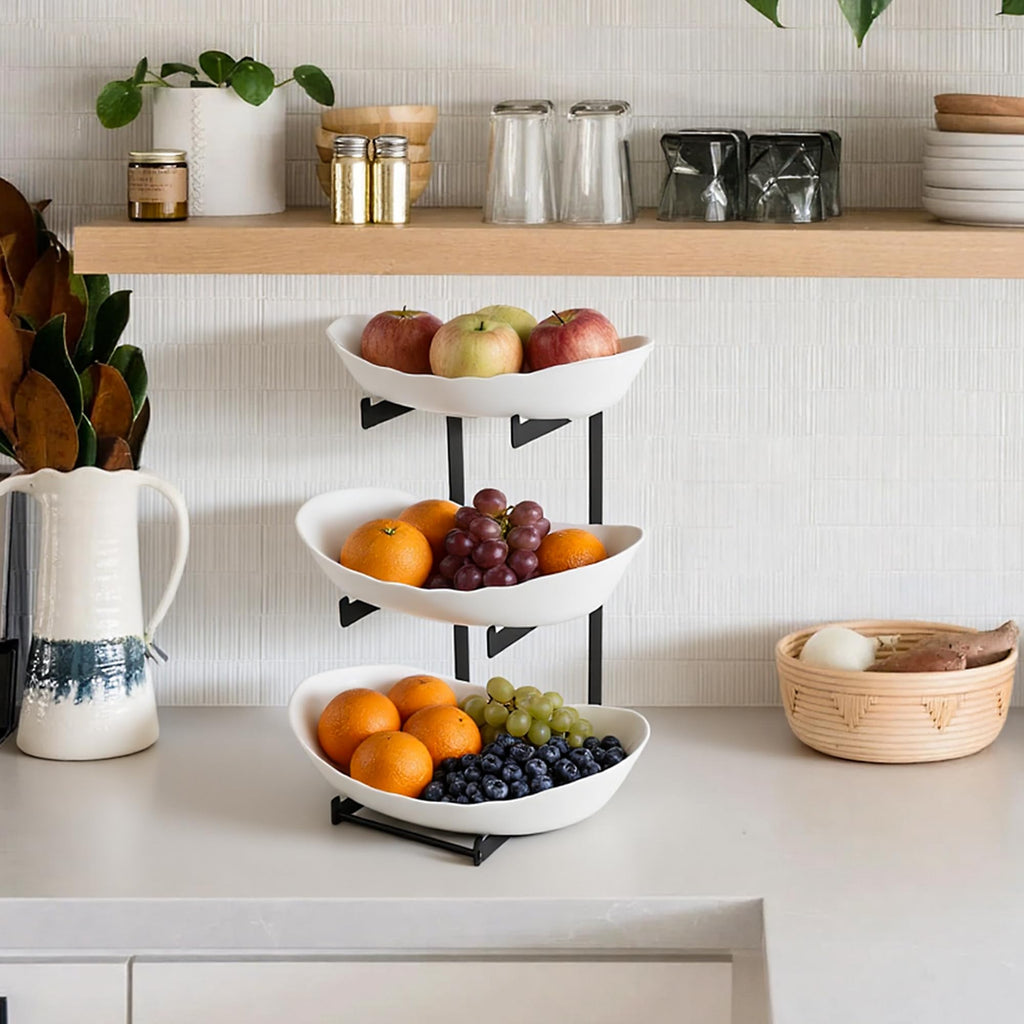 3 Tier White Plastic Fruit Bowl F57111