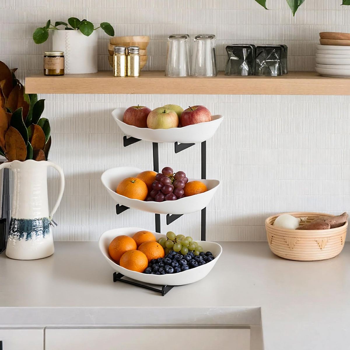 3 Tier White Plastic Fruit Bowl F57111