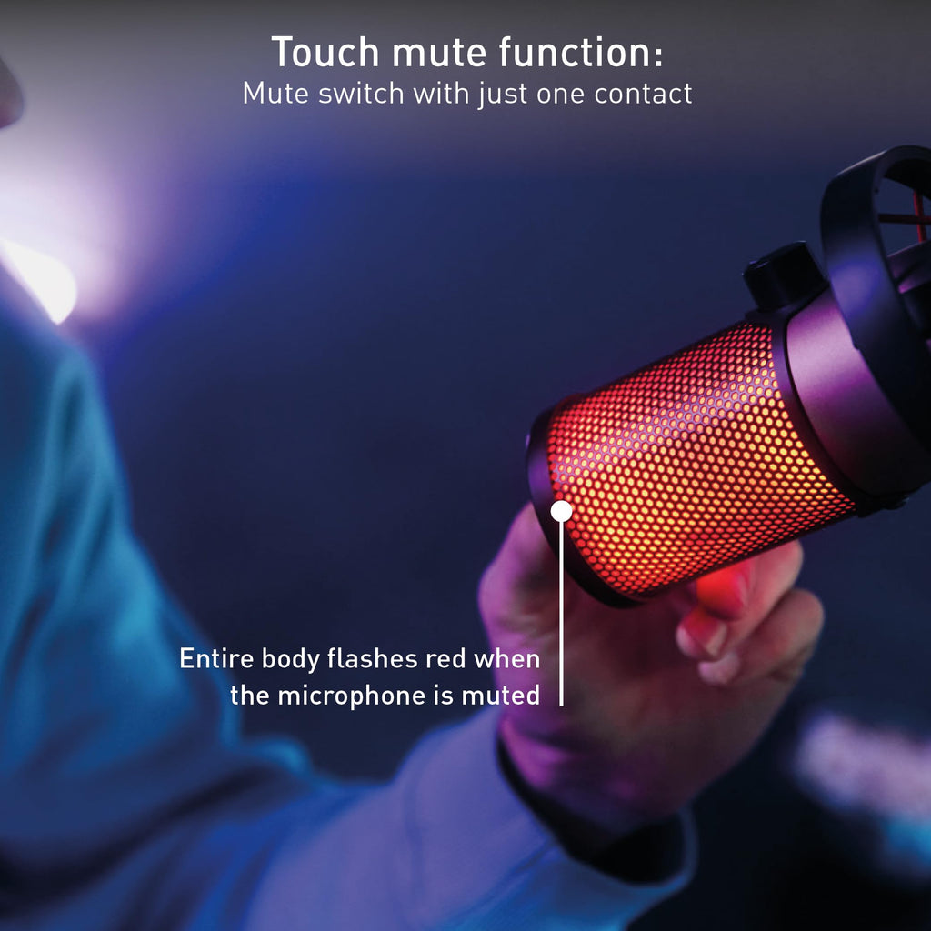 USB Microphone with RGB Lighting, 4 Polar Patterns, Black/Copper A343