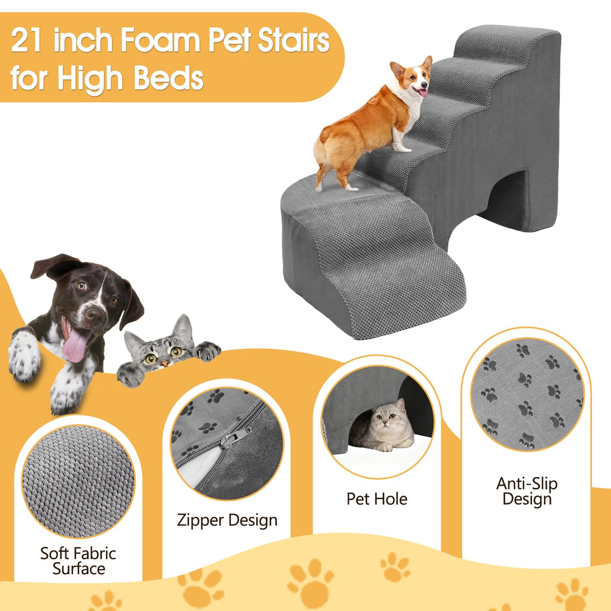 L Shaped 6 Steps Dog Stairs G49234