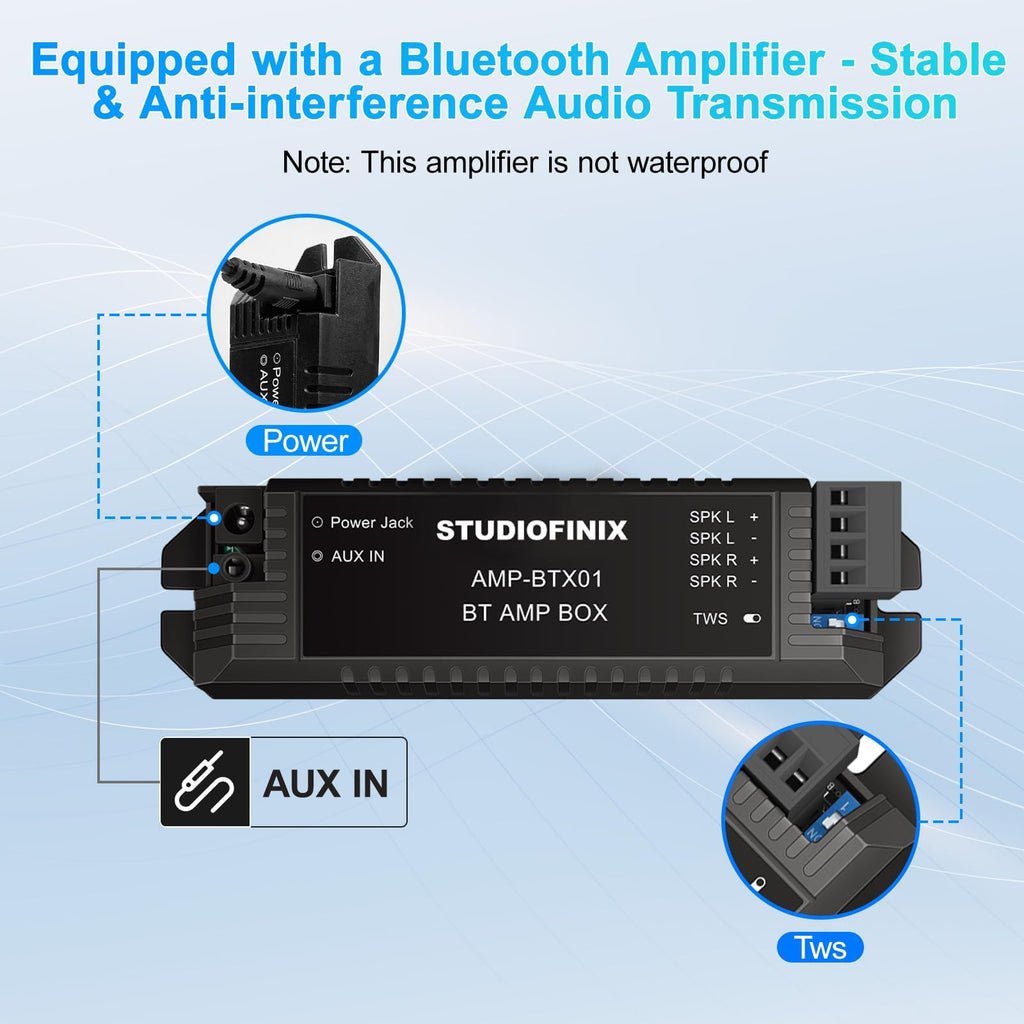 4 Inch 80W Bluetooth Waterproof Marine Speakers 2 Way Black M7805