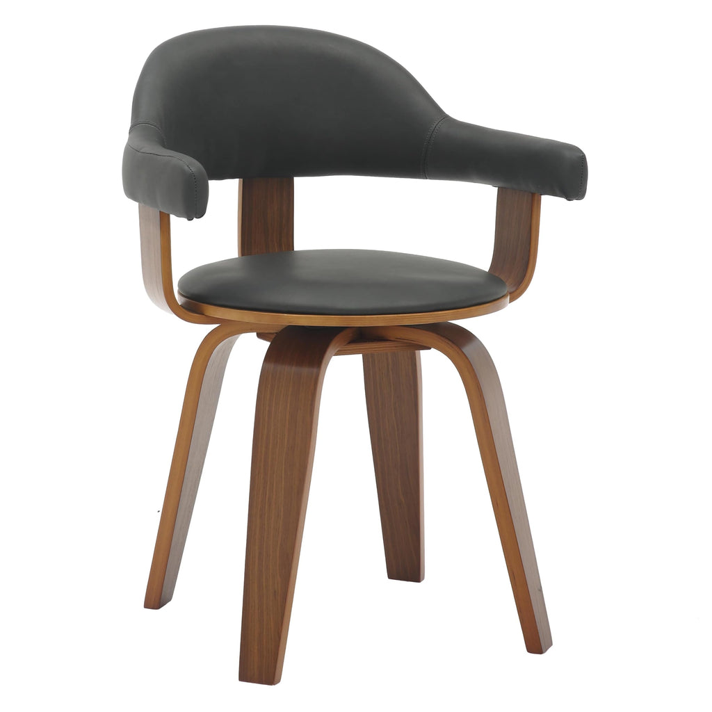 Black Leather Upholstered Swivel Dining Chair with Armrests X1479