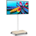 Rolling TV Stand for 32 to 60 Inch TV White Wood Base Z2430