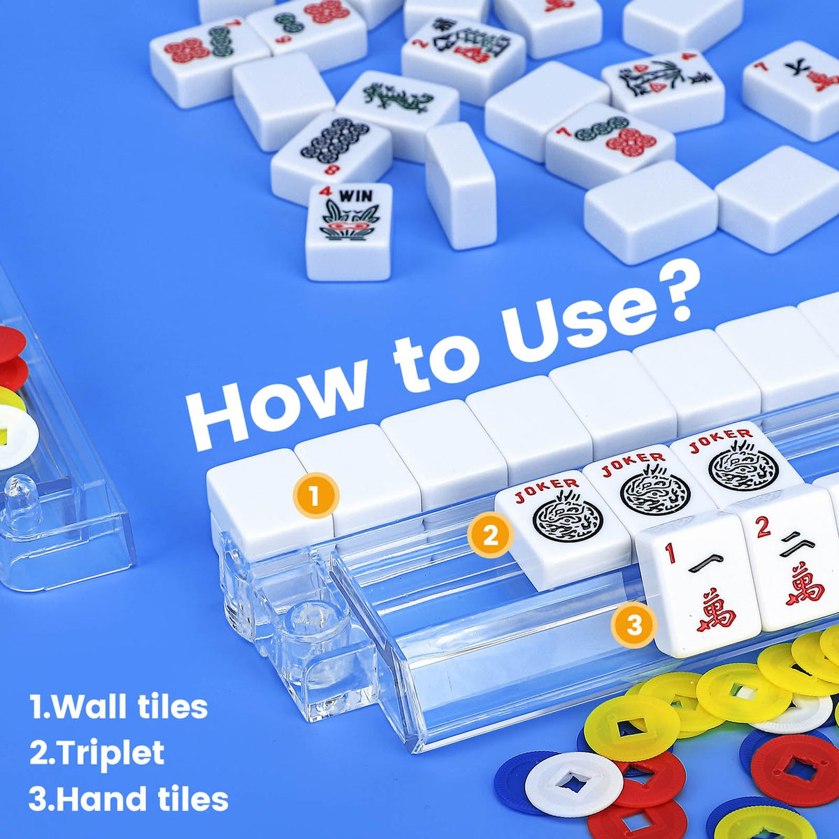 4PCS Clear Acrylic Mahjong Racks with Pushers Q110
