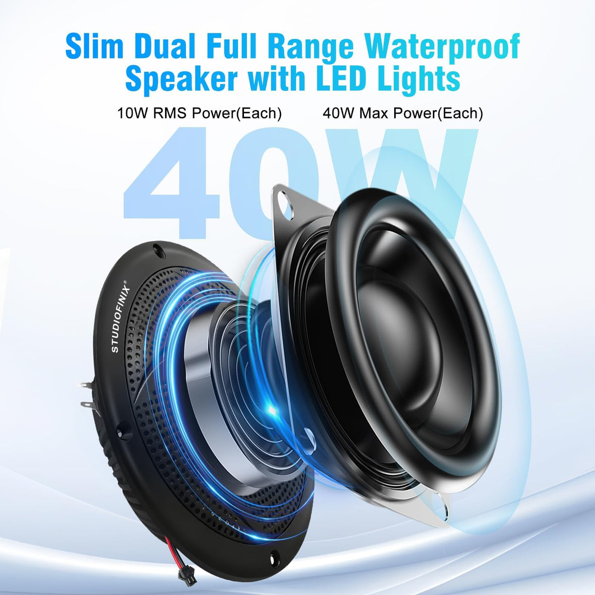 4 Inch 80W Bluetooth Waterproof Marine Speakers 2 Way Black M7805