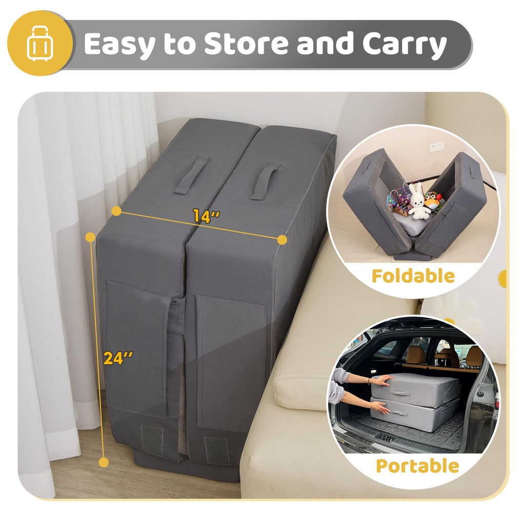 Portable Toddler Travel Bed with Soft Foam Safety Rails I496261