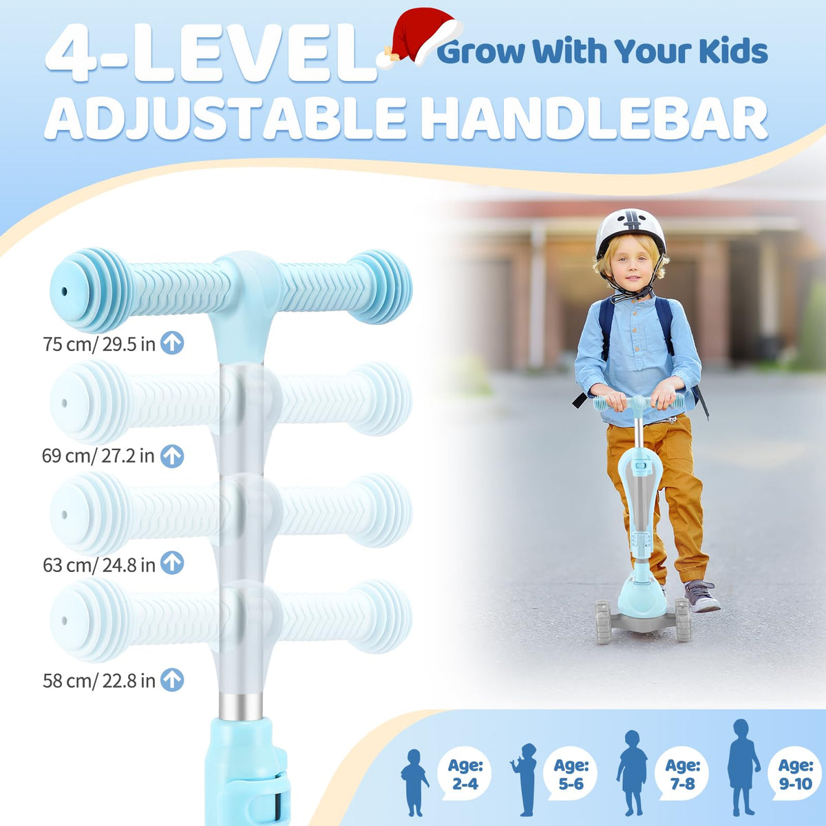 2 in 1 Kids Scooter with Seat, LED Light-Up Wheels, 4 Adjustable Heights U20249