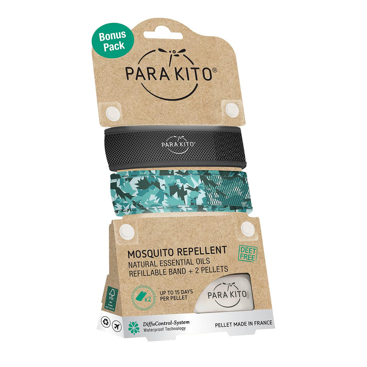 Mosquito Repellent Bracelets + Refill Pellets Bundle Peppermint Oil Black K663