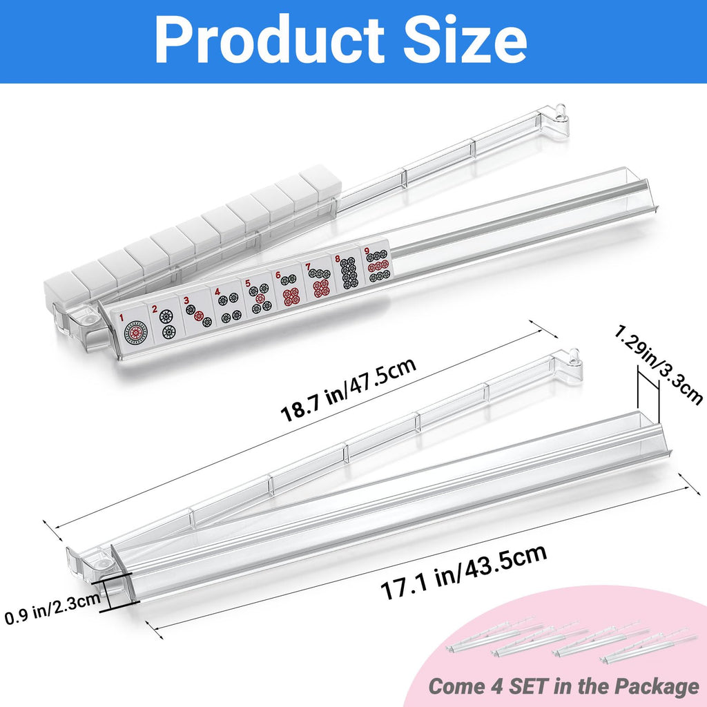 4PCS Clear Acrylic Mahjong Racks with Pushers Q110