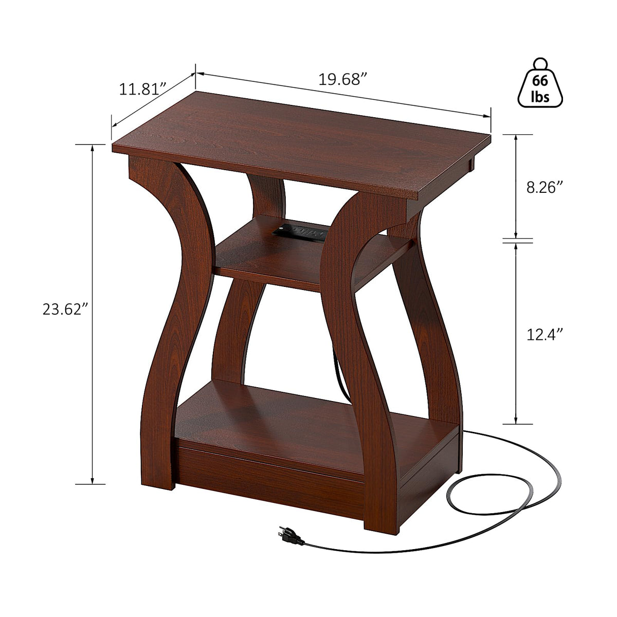Cherry End Tables Set of 2 with Charging Station H341721