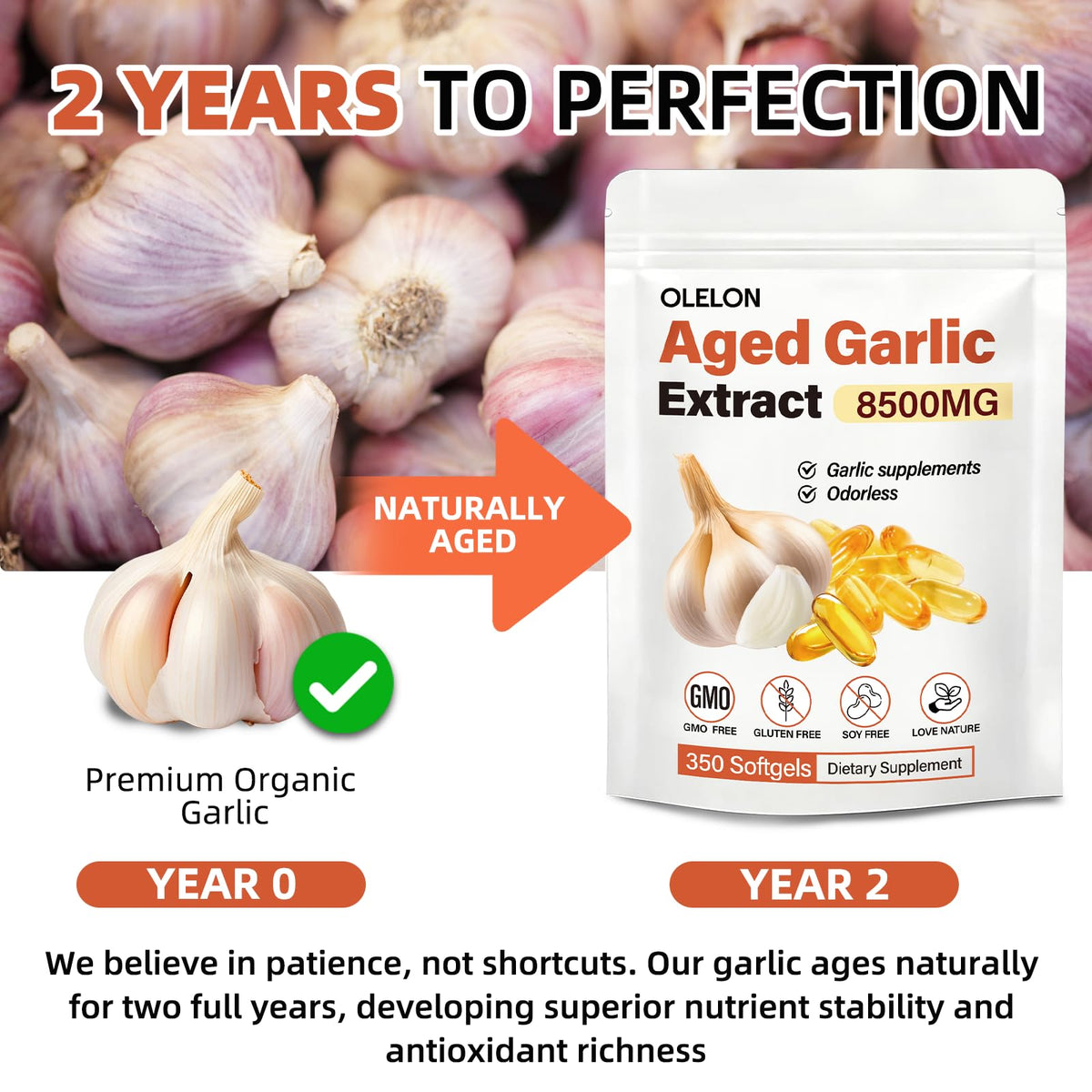 Aged Garlic Extract 350 Softgels Odorless Organic Garlic Supplement J44635