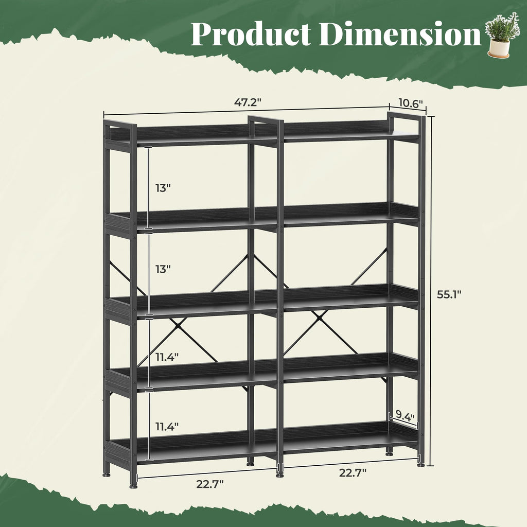 5 Tier Bookshelf with 10 Open Shelves V7053