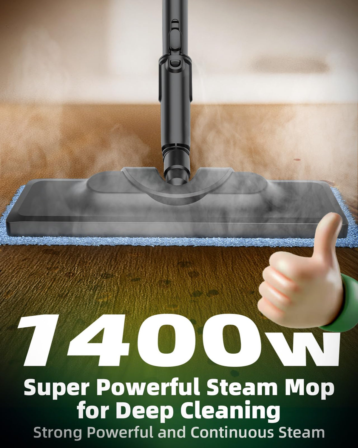 1400W 12-in-1 Steam Mop with Detachable Handheld Steam Cleaner S425700