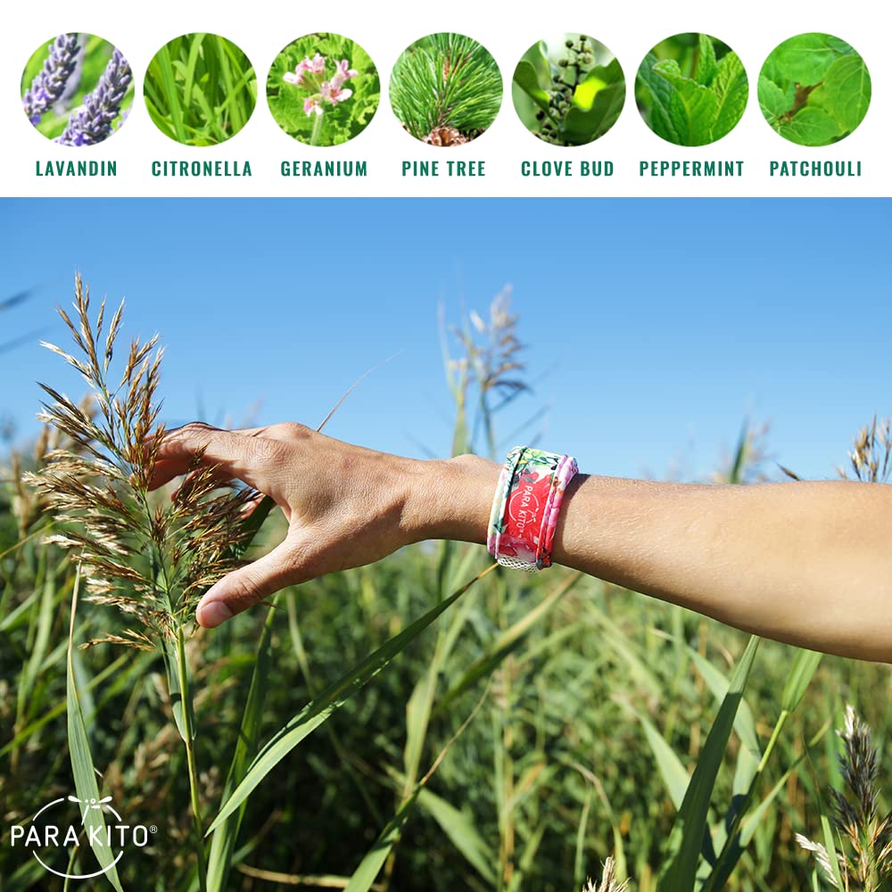 Mosquito Repellent Bracelets + Refill Pellets Bundle Peppermint Oil Black K663