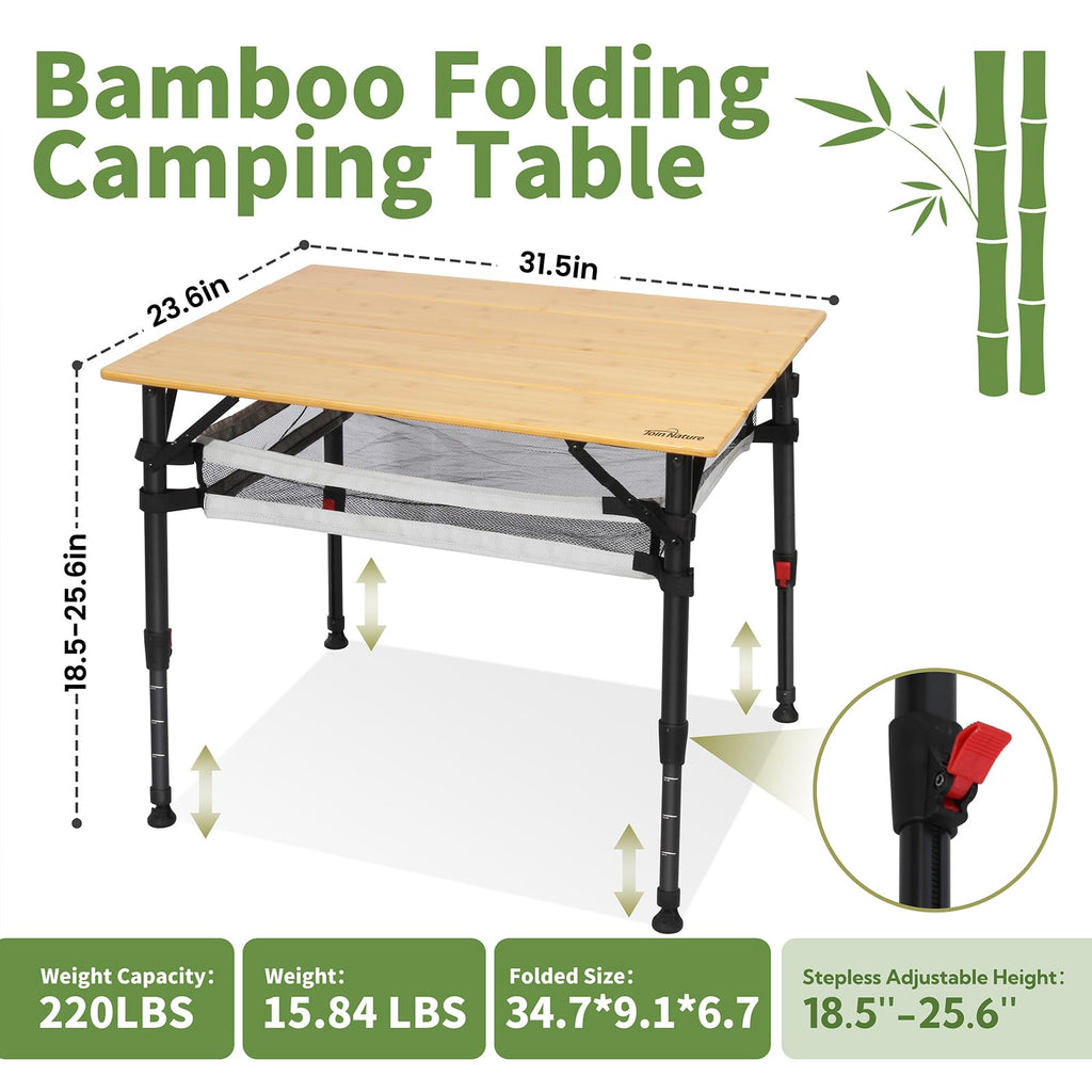 Bamboo Aluminum Folding Camping Table X54481