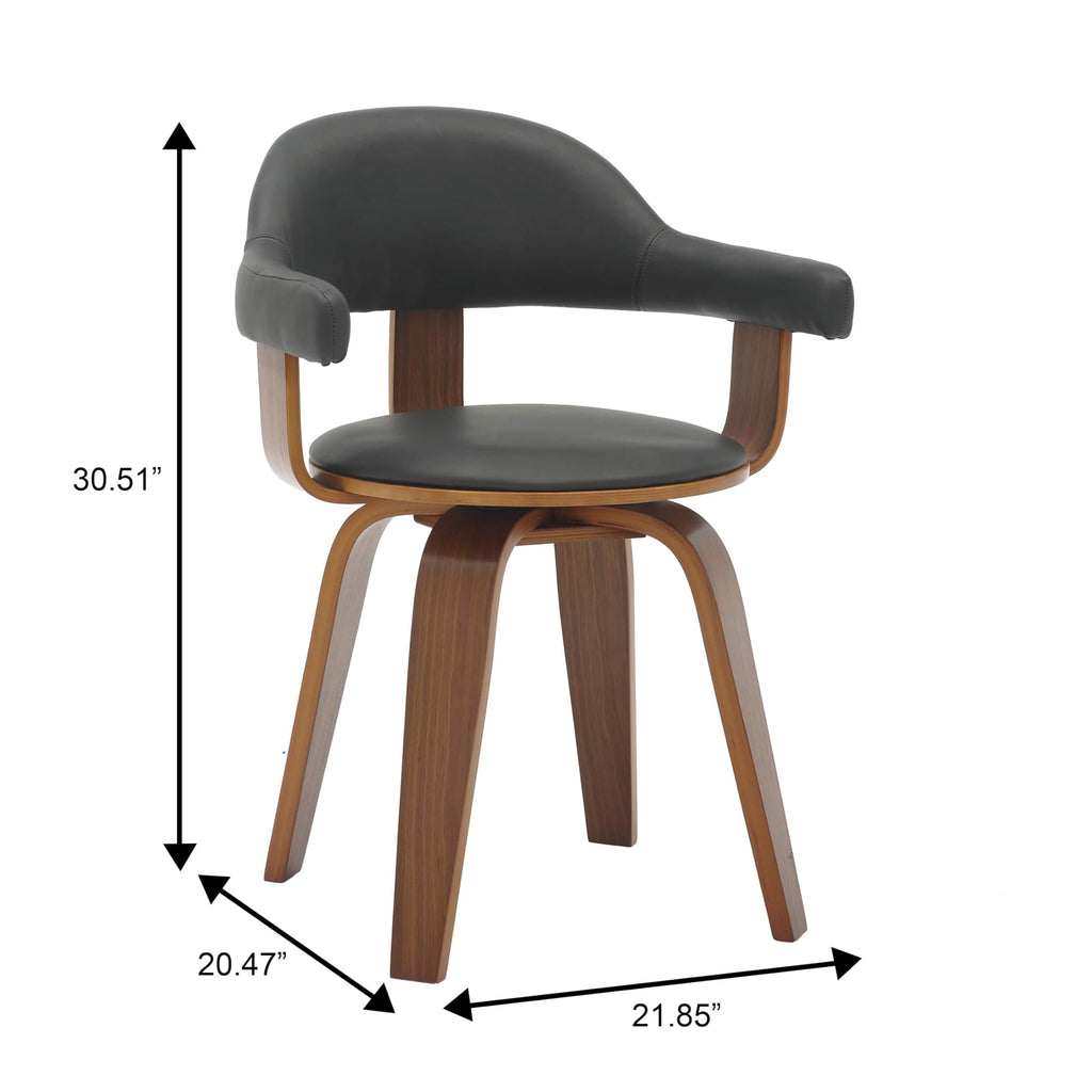 Black Leather Upholstered Swivel Dining Chair with Armrests X1479