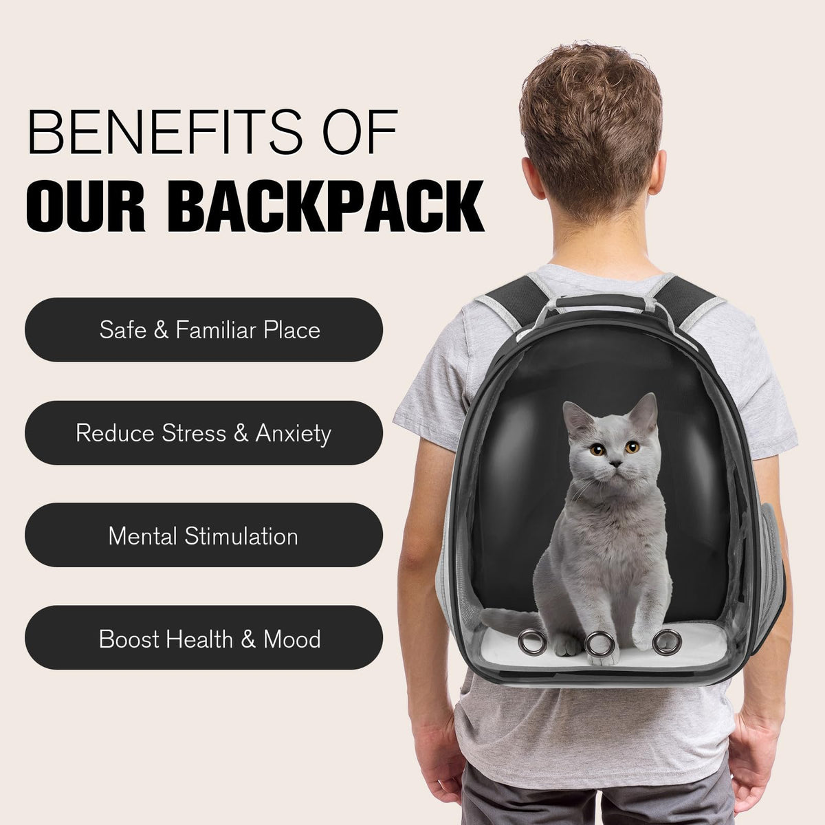 Black Cat Pet Carrier Backpack M4073