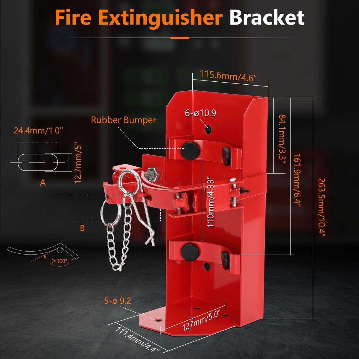 Heavy Duty Fire Extinguisher Brackets & Mounts Steel Red P54890