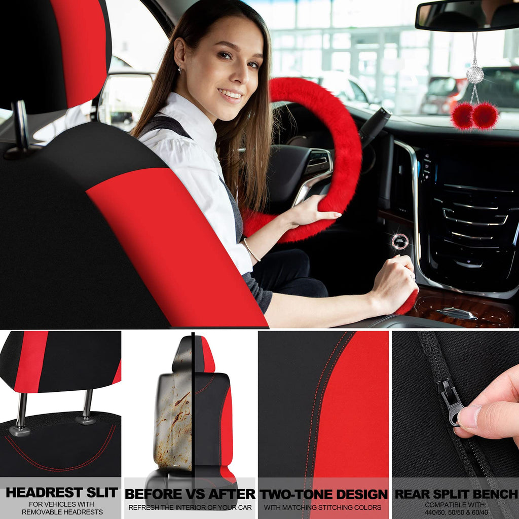 Red Black Car Seat Cover Full Set Z897527