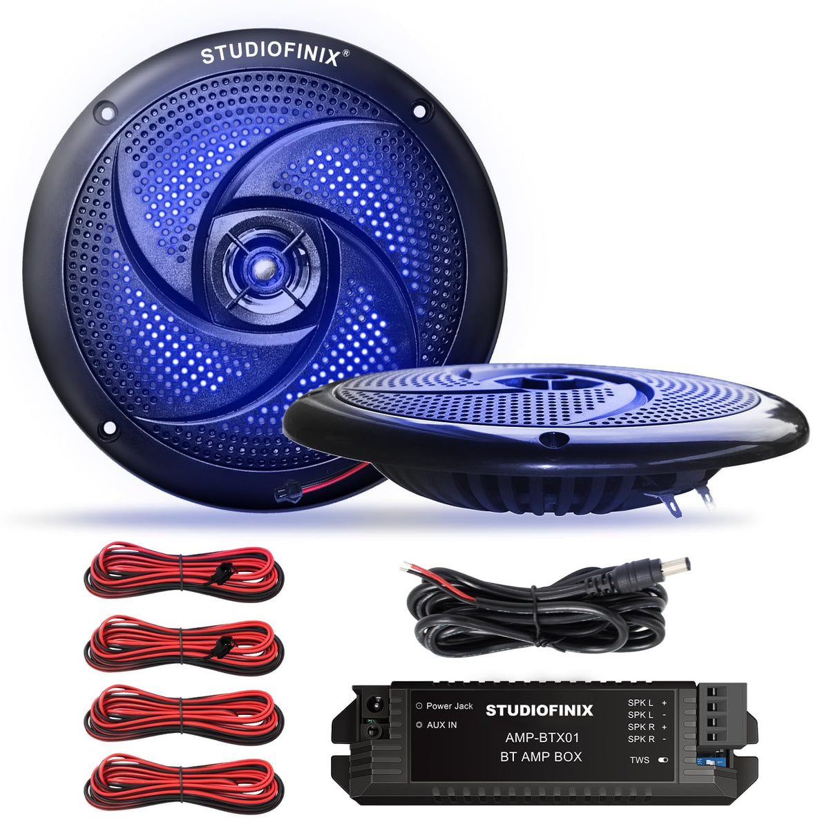 4 Inch 80W Bluetooth Waterproof Marine Speakers 2 Way Black M7805