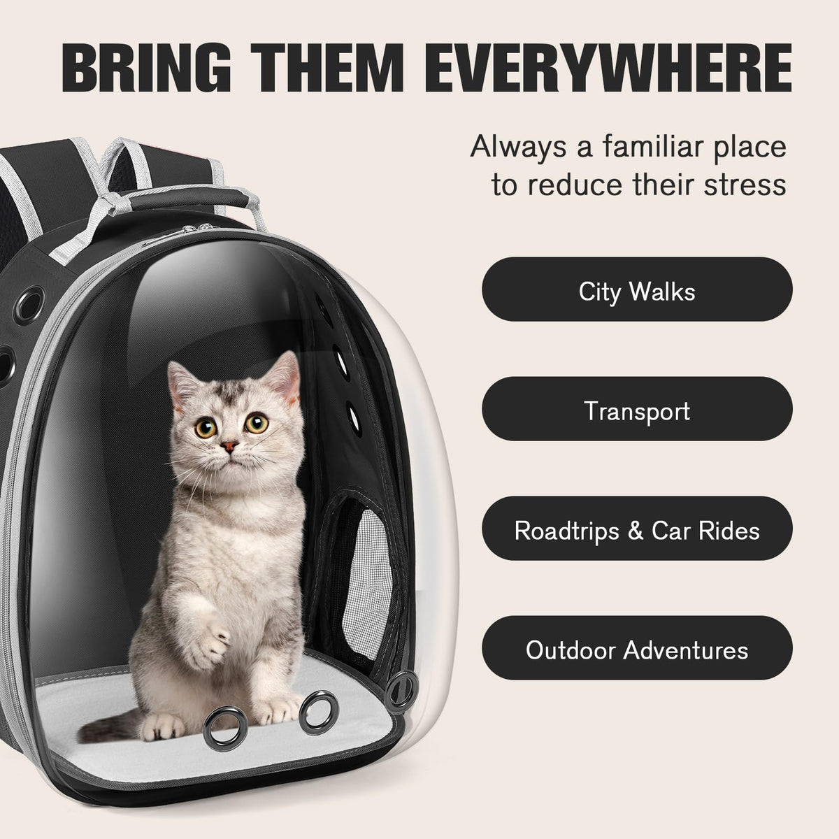 Black Cat Pet Carrier Backpack M4073
