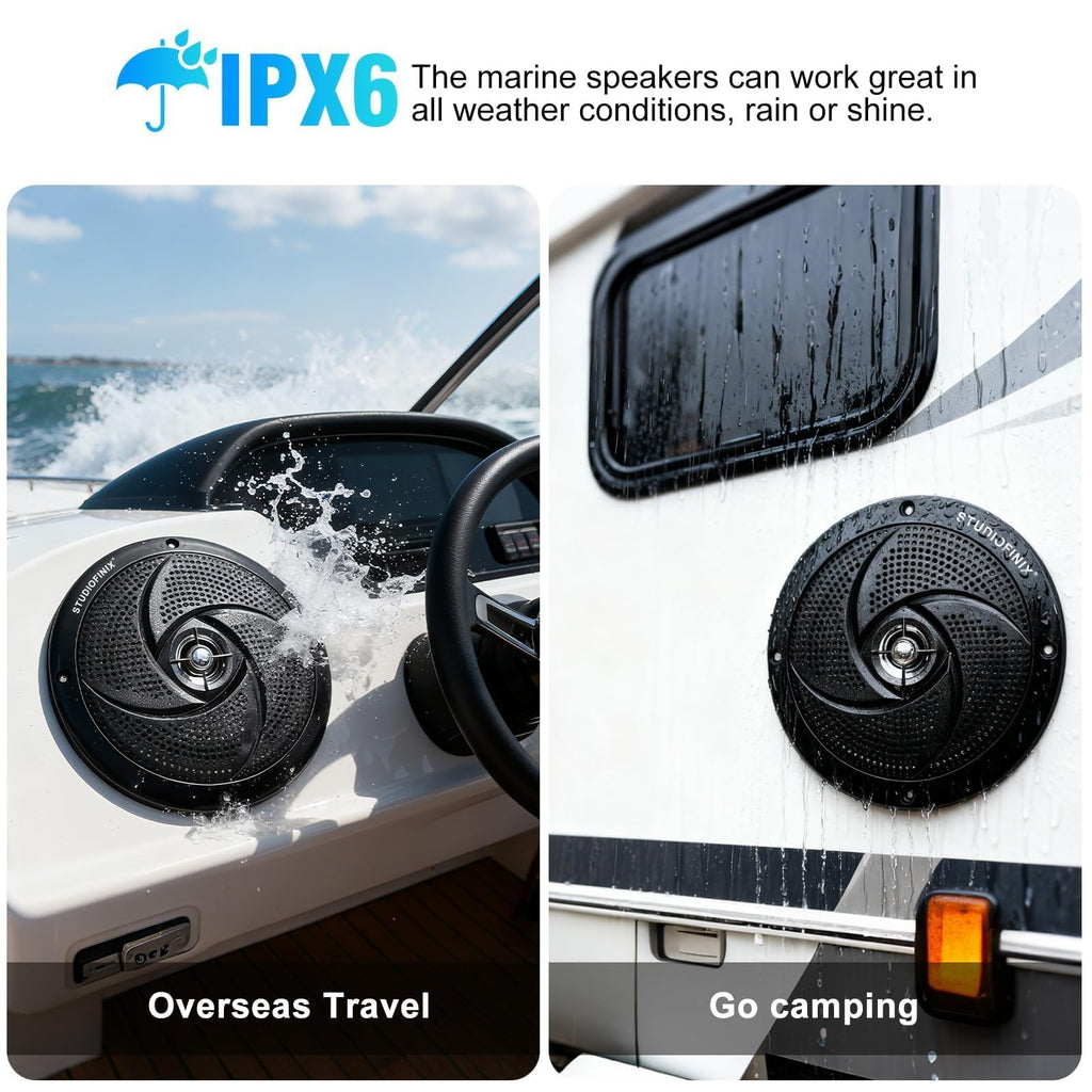 4 Inch 80W Bluetooth Waterproof Marine Speakers 2 Way Black M7805